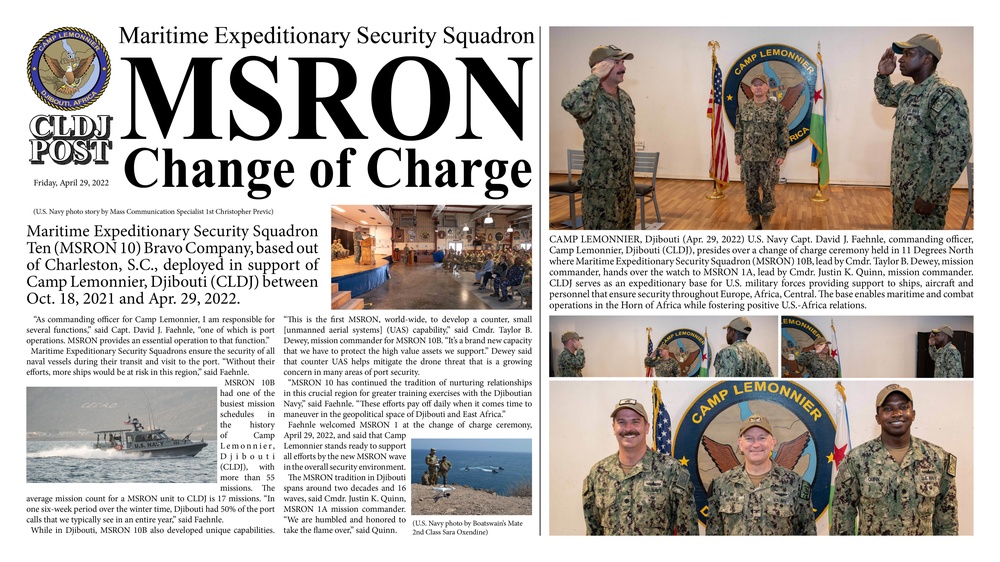 MSRON Change of Charge at Camp Lemonnier