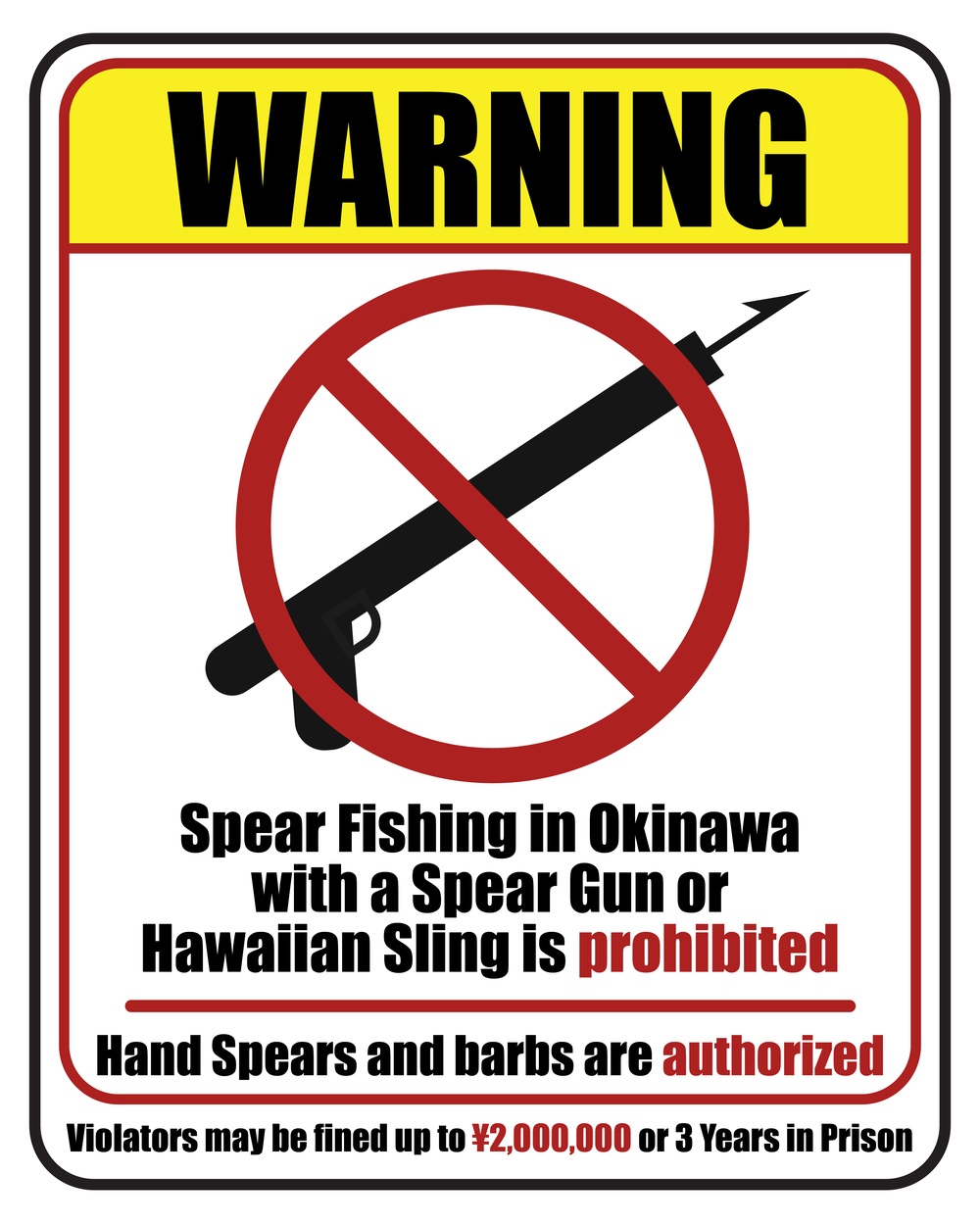 Spear gun fishing prohibited