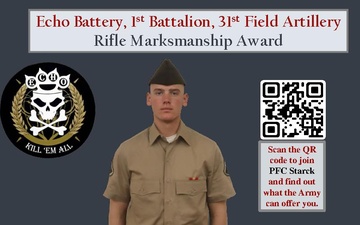 Echo BTRY 1st BN 31st FA Class 63-22 Rifle Marksmanship Award