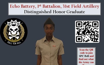 Echo BTRY 1st BN 31st FA Class 63-22 Distinguished Honor Graduate