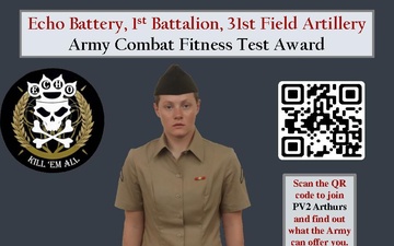 Echo BTRY 1st BN 31st FA Class 63-22 Army Combat Fitness Test Award