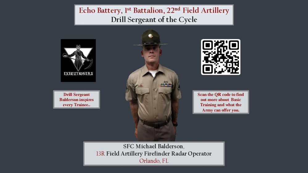 Echo BTRY 1st BN 22nd FA Class 62-22 Drill Sergeant of the Cycle