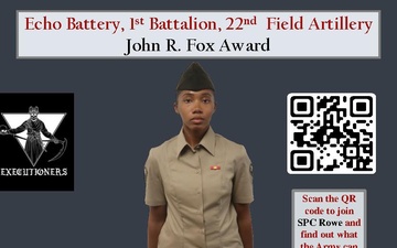 Echo BTRY 1st BN 22nd FA Class 62-22 John R. Fox Award