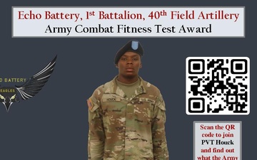 Echo BTRY 1st BN 40th FA Class 64-22 Physical Fitness Award