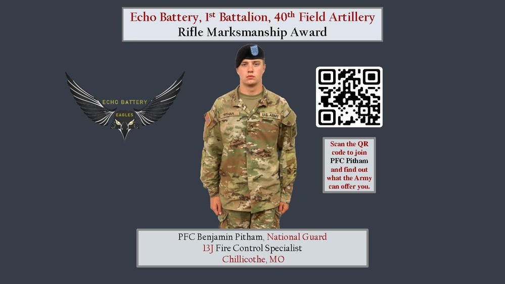 Echo BTRY 1st BN 40th FA Class 64-22 Physical Fitness Award