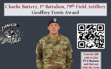 Charlie BTRY 1st BN 79th FA Class 65-22 Lt. Geoffrey Ferris Award