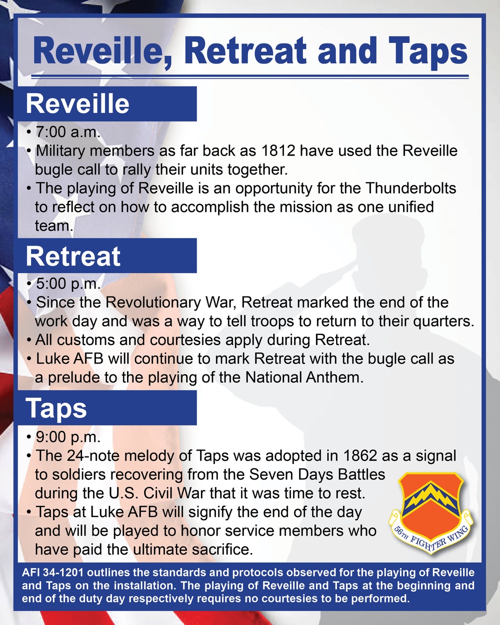 Reveille, Retreat and Taps Graphic