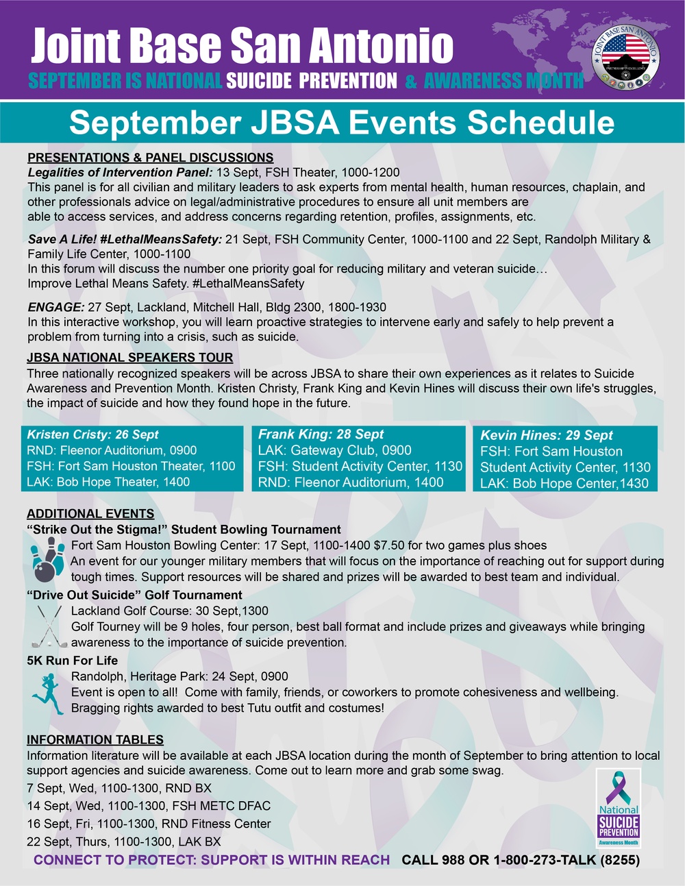 JBSA Suicide Prevention Calendar of Events