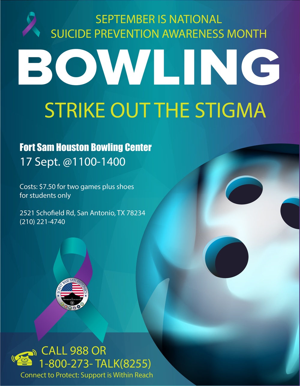 JBSA Suicide Prevention Awareness Month Bowling game