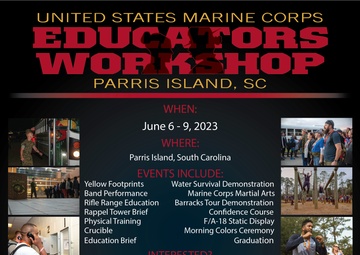 Educators Workshop 2023 flyers for Recruiting Station Columbia