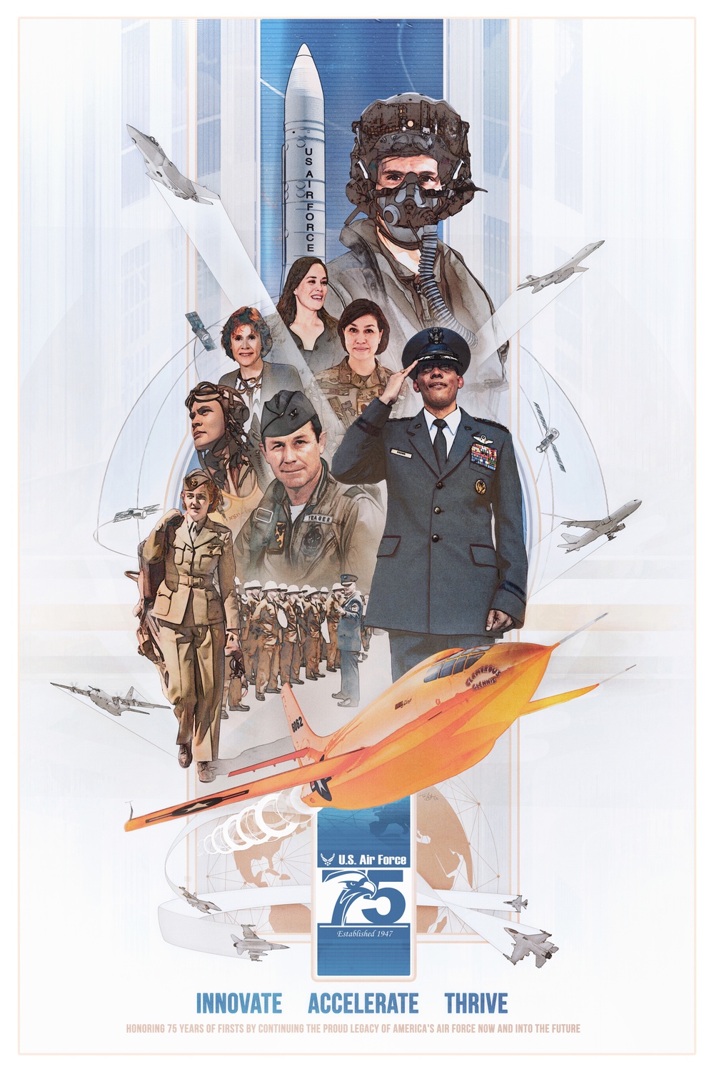 Air Force 75th Anniversary Commemorative Poster: Air Force Firsts