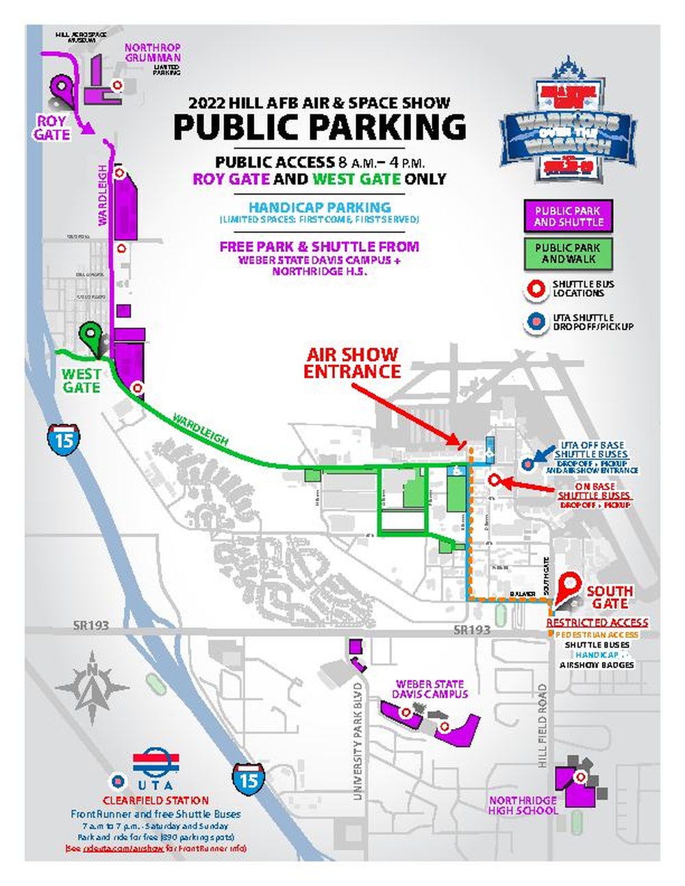 2022 Hill Air Show - Public Transportation and Parking Map