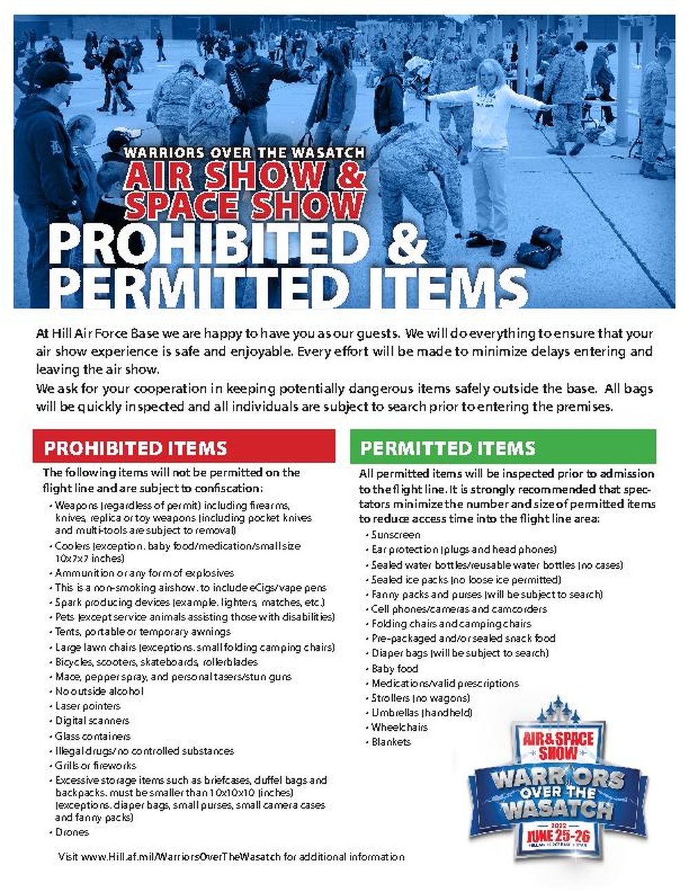 2022 Hill Air Show - Prohibited Items Flyer