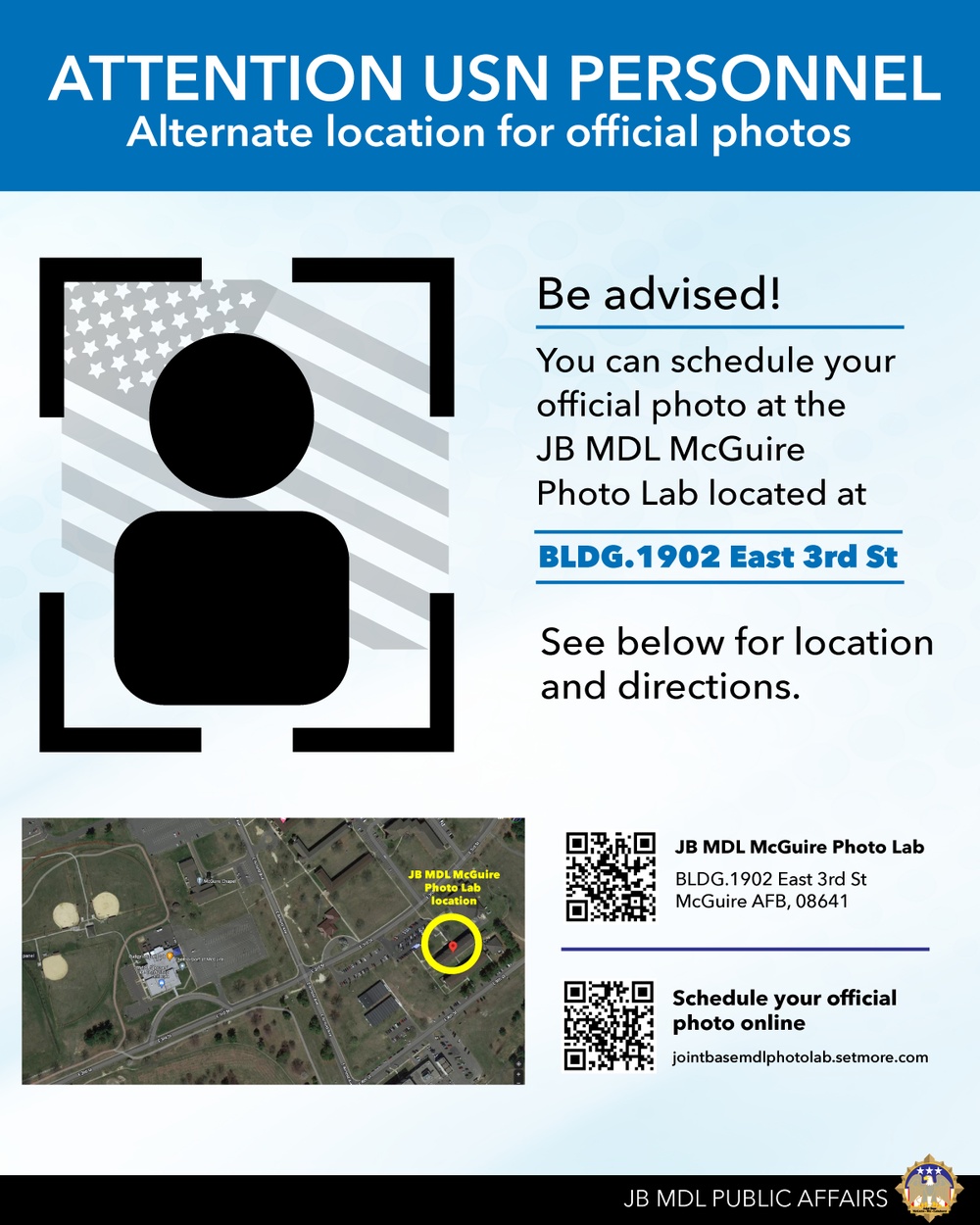 JB MDL official photo location regarding U.S. Navy personnel