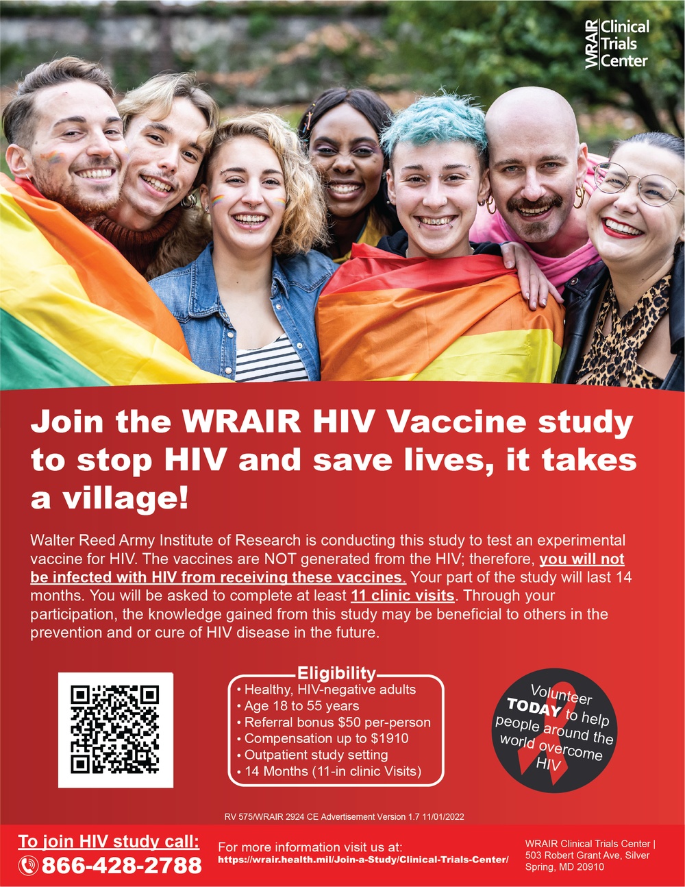 Walter Reed Army Institute of Research Clinical Trials Center HIV Vaccine Trail Flyers