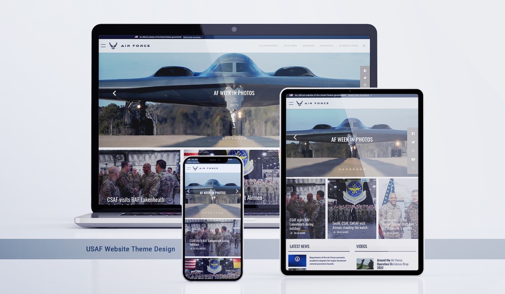 Theme design for the U.S. Air Force 330+ U.S. Air Force official websites