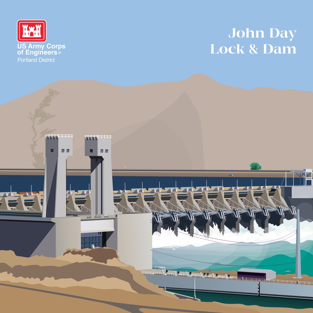 John Day Lock and Dam, Illustrated