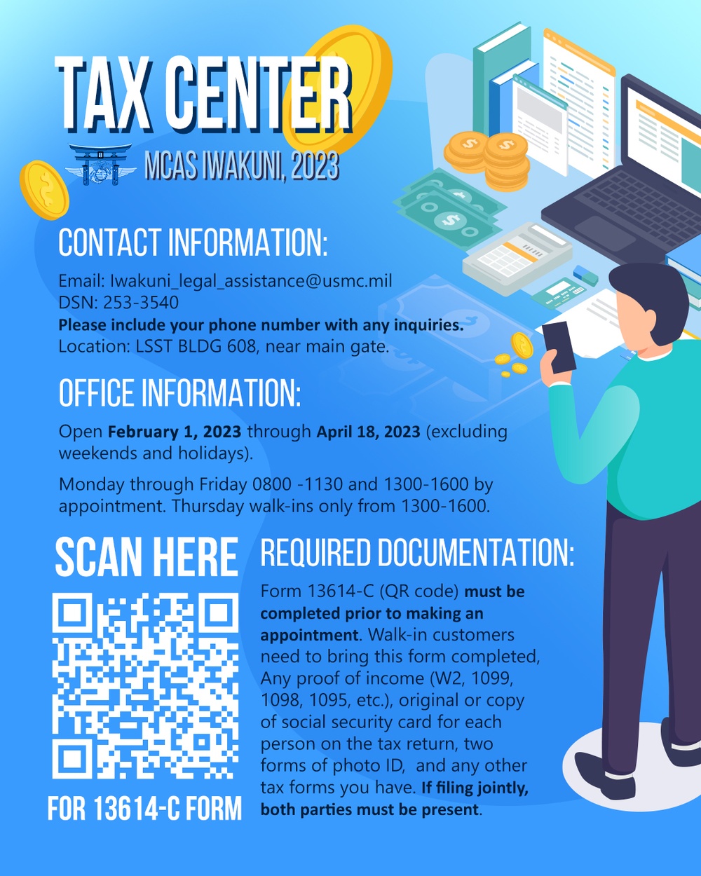 Marine Corps Air Station Iwakuni tax center poster