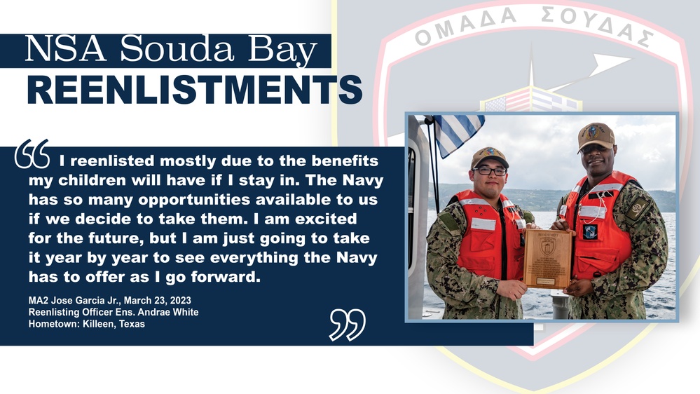 NSA Souda Bay’s Master-at-Arms 2nd Class Jose Garcia J. Reenlistment Ceremony