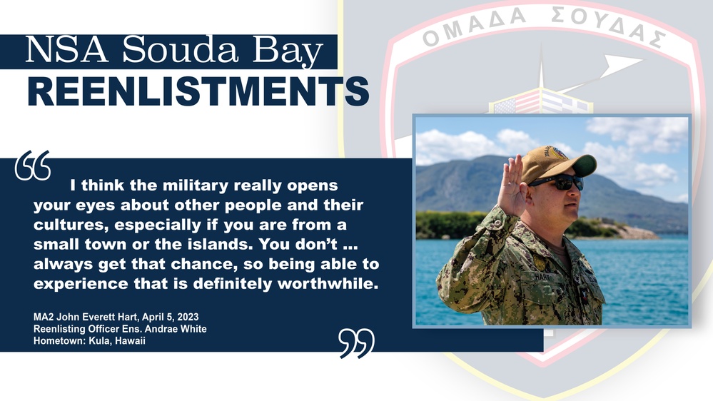 NSA Souda Bay’s Master-at-Arms 2nd Class John Everett Hart Reenlistment Ceremony Photos