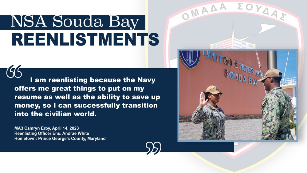 NSA Souda Bay’s Master-at-Arms 3rd Class Camryn Erby’s Reenlistment Ceremony