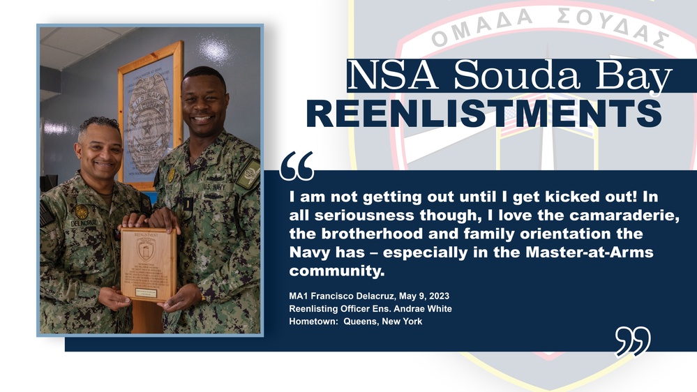 NSA Souda Bay’s Master-at-Arms 1st Class Francisco Delacruz’s Reenlistment Ceremony