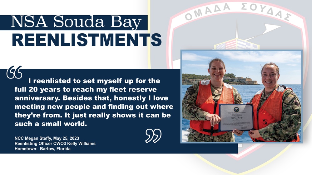 NSA Souda Bay’s Chief Navy Counselor Megan Steffy’s Reenlistment Ceremony