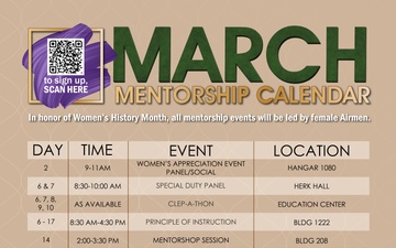 Women's History Month Mentorship Calendar