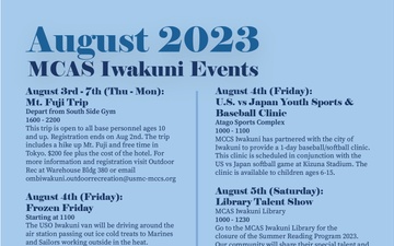 Marine Corps Air Station Iwakuni August 2023 calendar