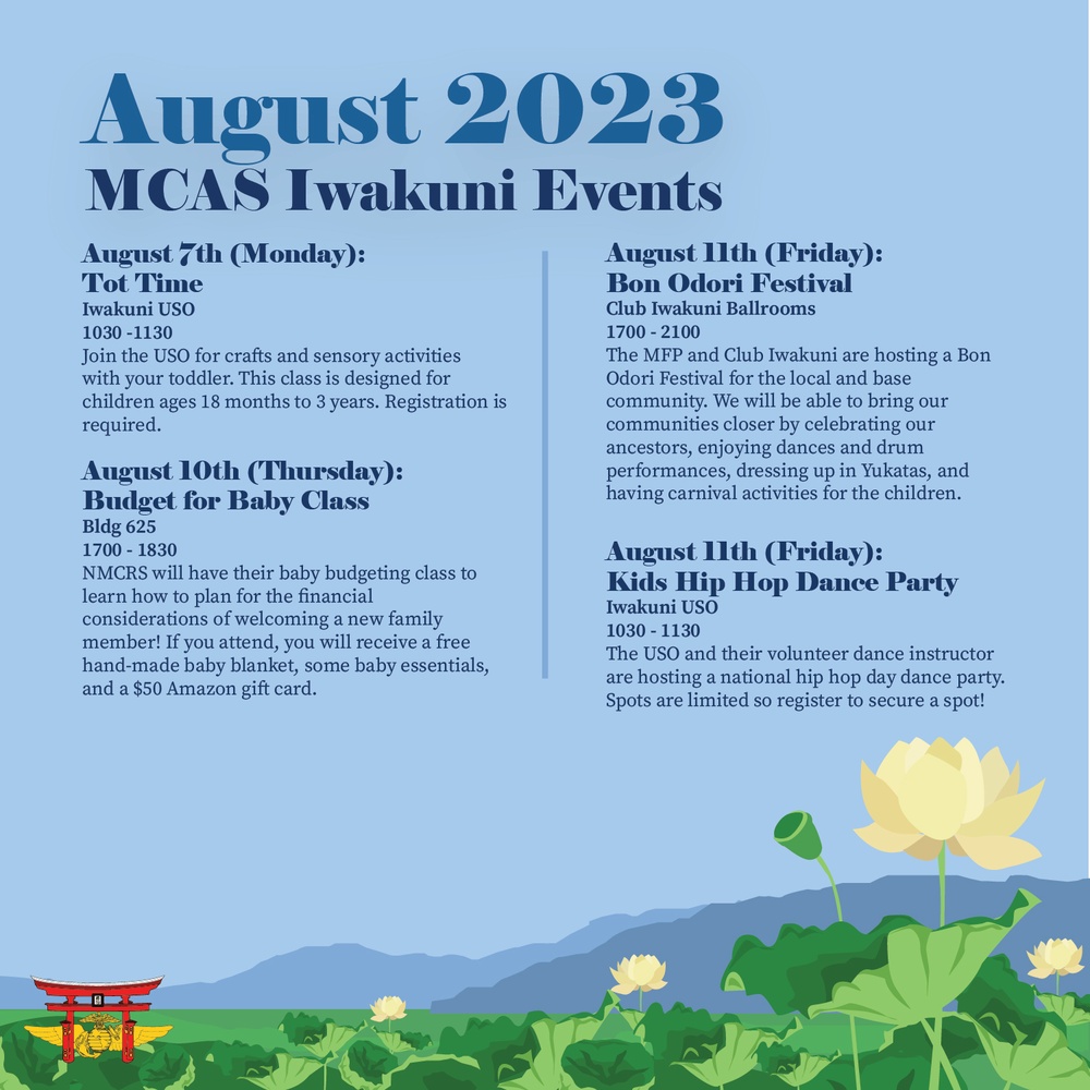 Marine Corps Air Station Iwakuni August 2023 calendar