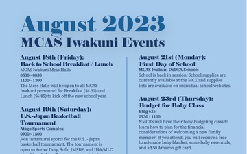 Marine Corps Air Station Iwakuni August 2023 calendar