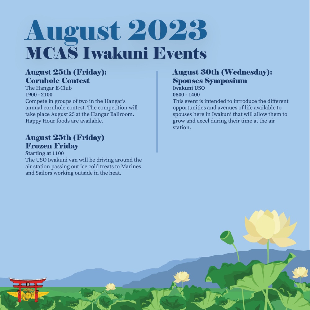 Marine Corps Air Station Iwakuni August 2023 calendar