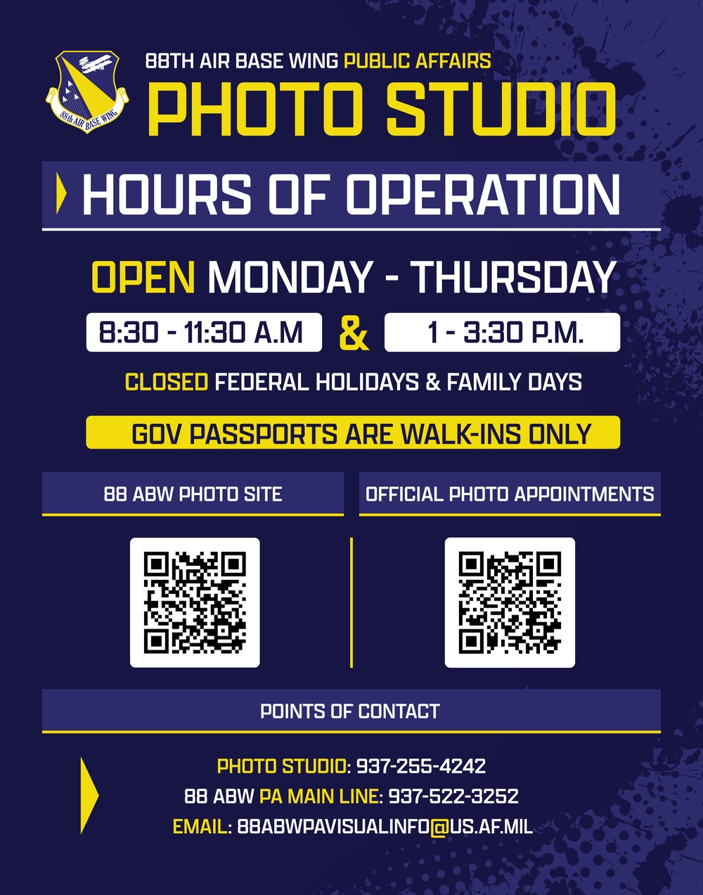 WPAFB Photo Studio Hours