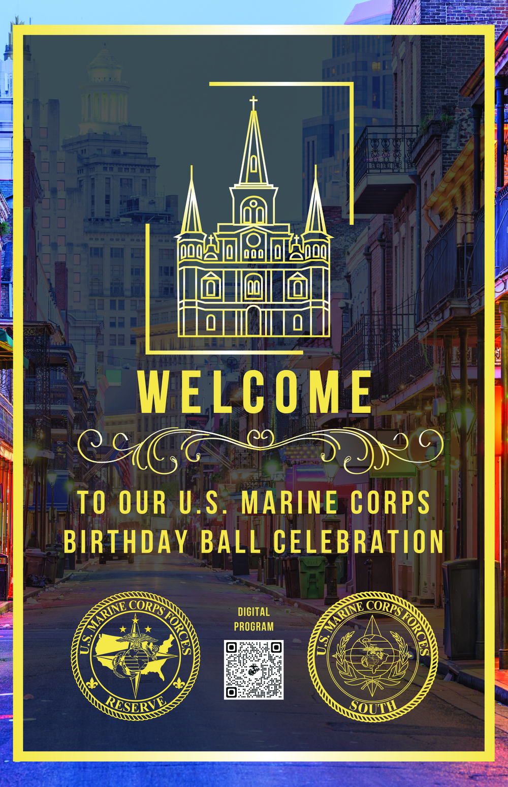 New Orleans U.S. Marine Corps Birthday Ball Welcome Poster