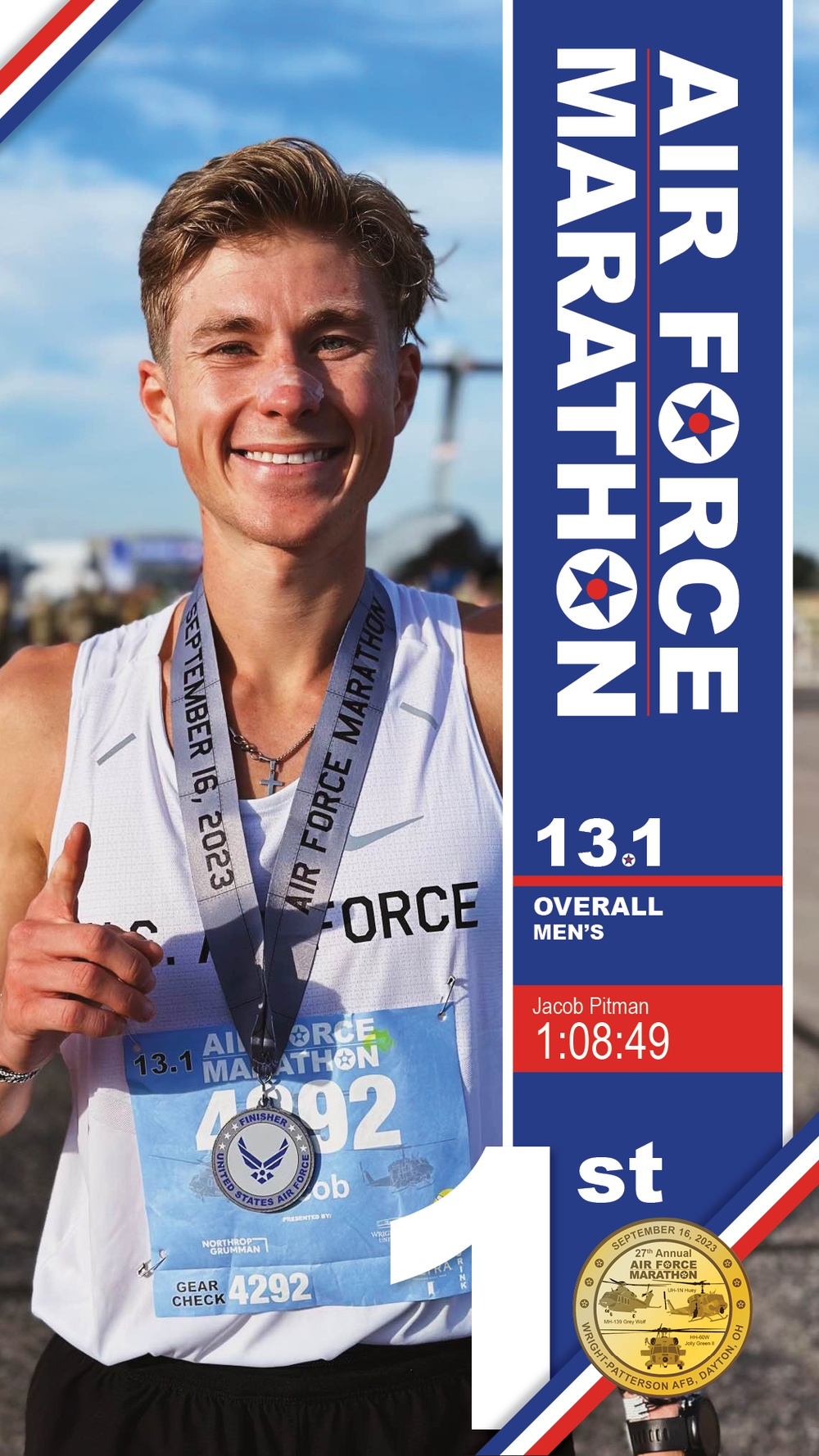 Pitman takes 1st in Air Force Marathon men’s half-marathon. (1920x1080)