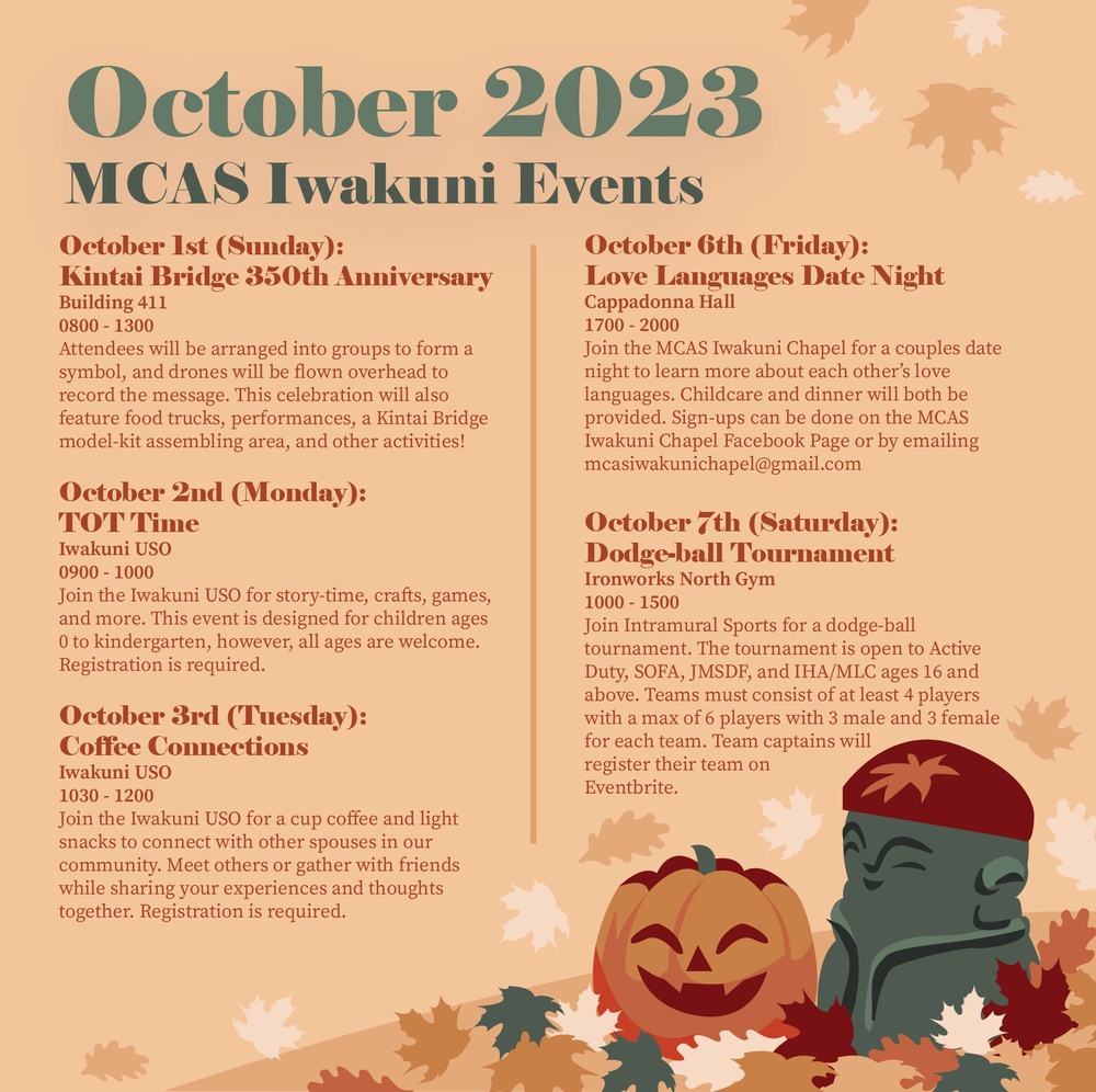 Marine Corps Air Station Iwakuni October 2023 calendar