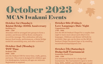 Marine Corps Air Station Iwakuni October 2023 calendar