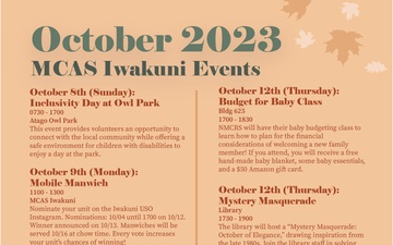 Marine Corps Air Station Iwakuni October 2023 calendar