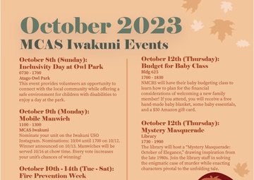 Marine Corps Air Station Iwakuni October 2023 calendar