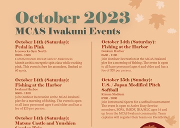 Marine Corps Air Station Iwakuni October 2023 calendar