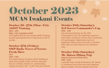 Marine Corps Air Station Iwakuni October 2023 calendar