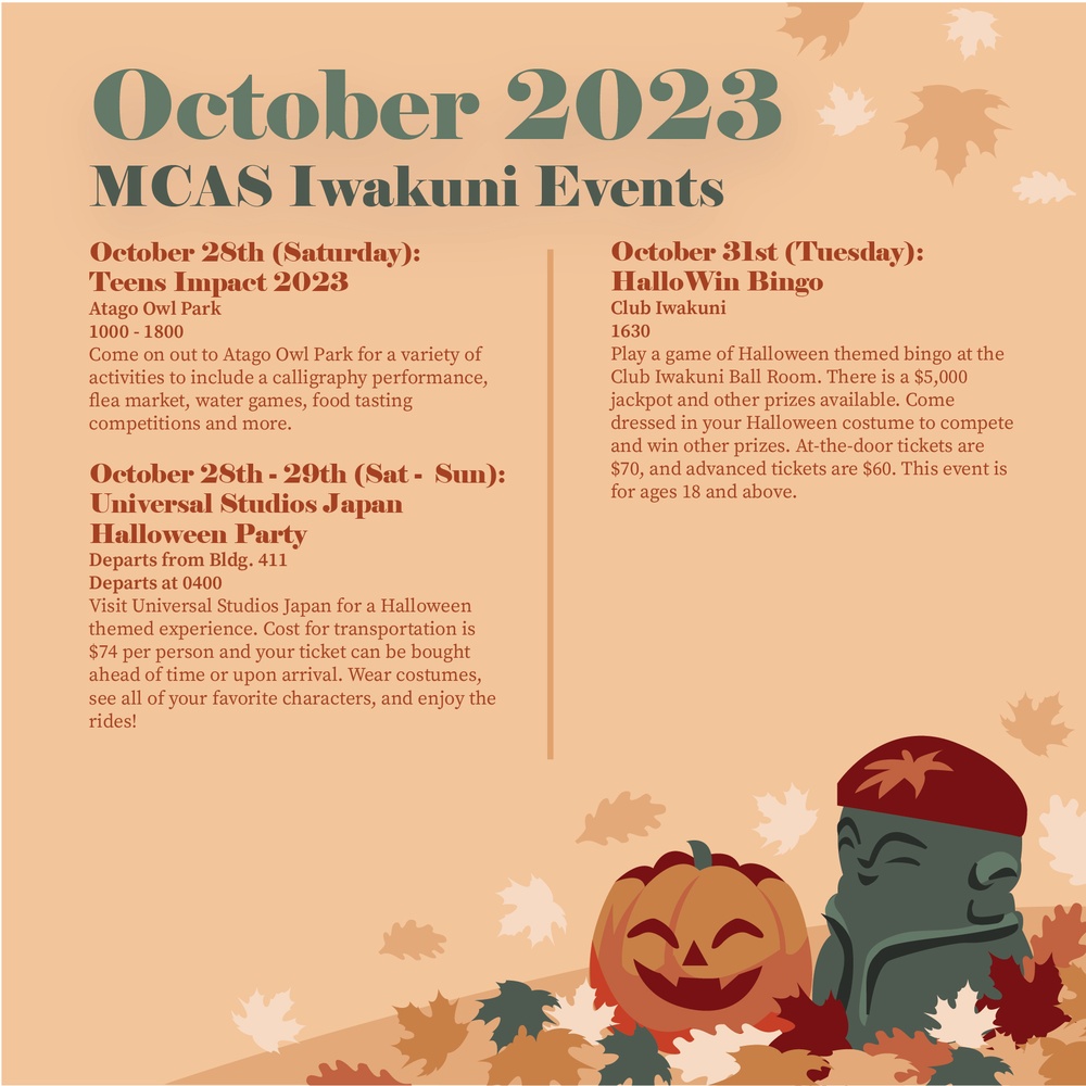 Marine Corps Air Station Iwakuni October 2023 calendar