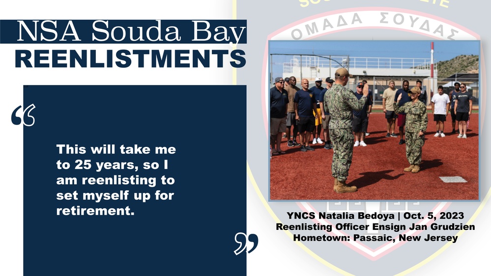 YNCS Bedoya Reenlists at NSA Souda Bay