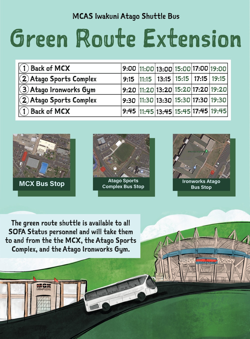 MCAS Iwakuni Green Route Bus Information