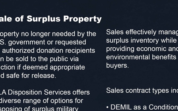 DLA Disposition Services Brochure Sale of Surplus Property (full upper left panel)