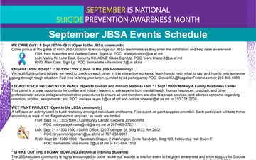 Suicide Prevention Awareness Month_JBSA event schedule