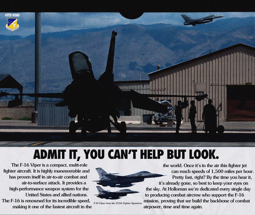 F-16 Viper retro advertisement graphic
