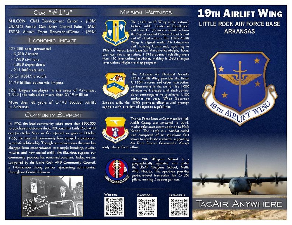 19th Airlift Wing Distinguished Visitor Tri-Fold Brochure