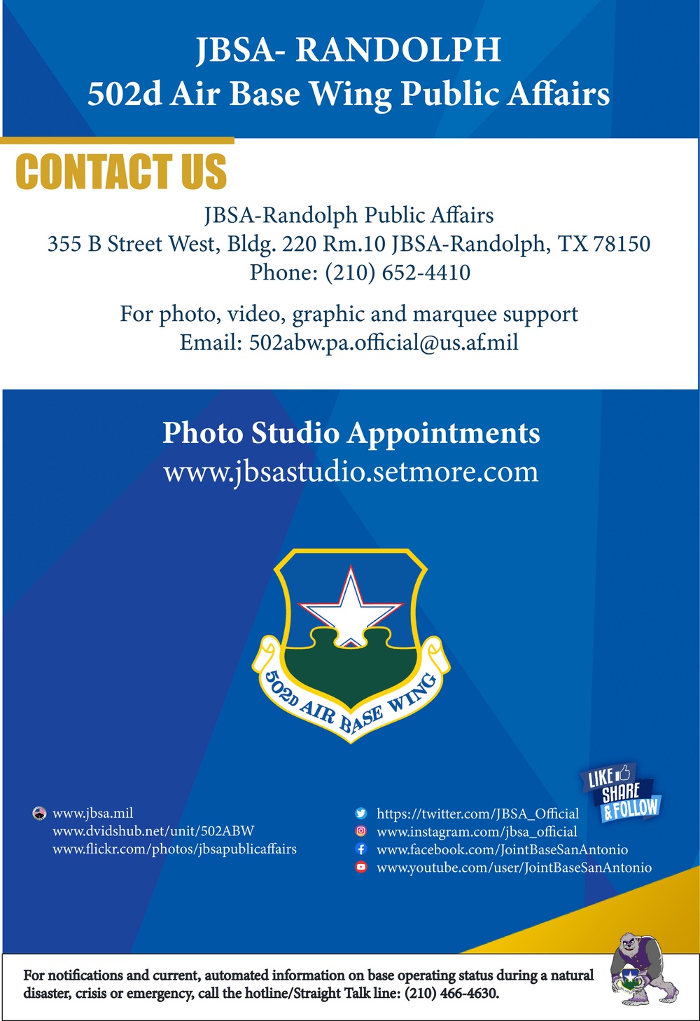 Infographic for JBSA-Randolph Public Affairs