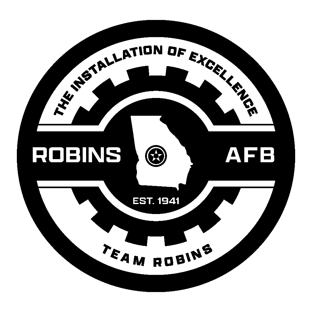 Branded logo representing Team Robins AFB in Black